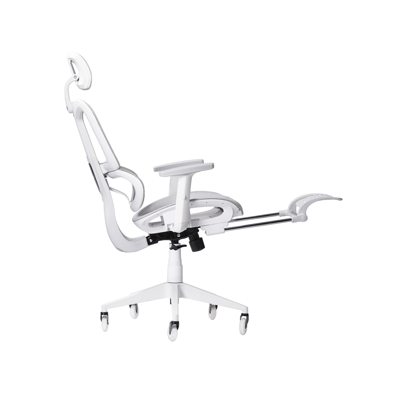 Maklaine Modern Sport Mesh Fabric Gaming Chair in White/Gray