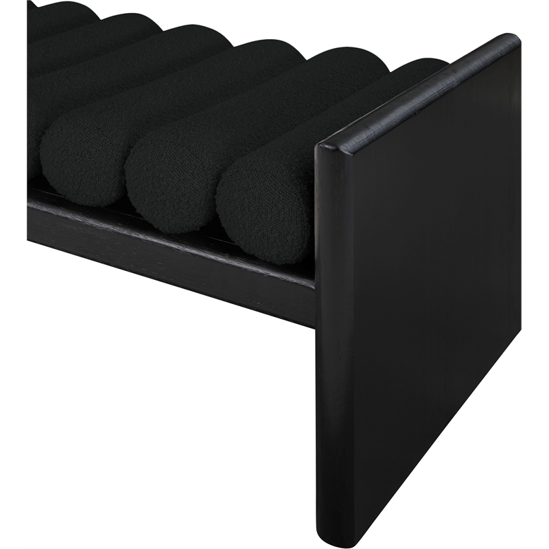 Maklaine Elegant Contemporary Solid Wood Rich Black Frame and Fabric Bench