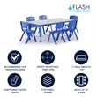 Maklaine Plastic Activity Table Set with 6 School Stacking Chairs in Blue