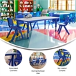 Maklaine Plastic Activity Table Set with 6 School Stacking Chairs in Blue