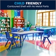 Maklaine Plastic Activity Table Set with 6 School Stacking Chairs in Blue
