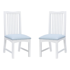 Maklaine Solid Wood Commercial Grade Set of Two Side Chairs in White