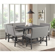 Maklaine Transitional Counter Bench - Upholstered Back in Gray