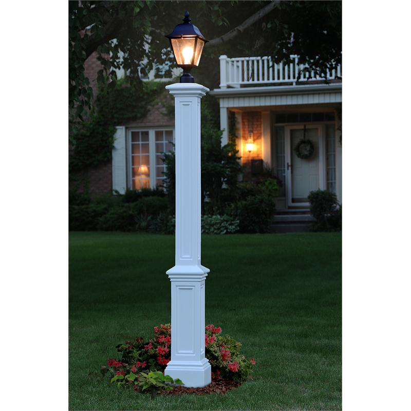 Maklaine Modern Traditional Plastic Lamp Post with Mount in White