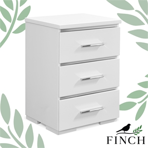 Maklaine Wood Modern / Contemporary 3 Drawer Nightstand White