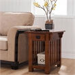 Maklaine Mission Oak Chairside Table with Storage Drawer and Shelf