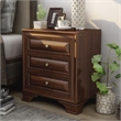 Maklaine Transitional Solid Wood 3-Drawer Nightstand in Brown Cherry