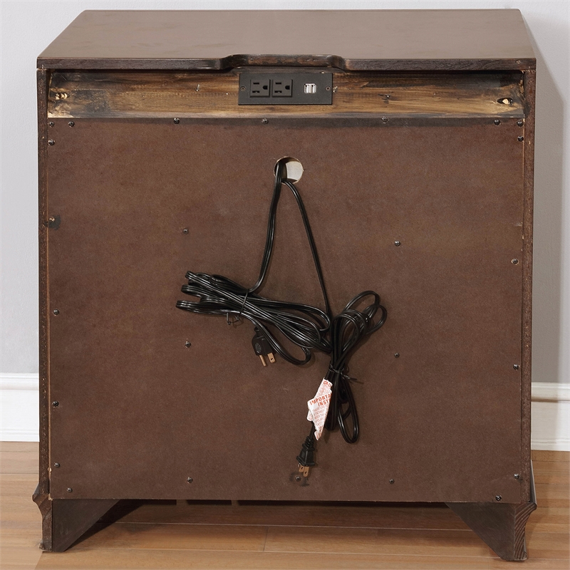 Maklaine Transitional Solid Wood 3-Drawer Nightstand in Brown Cherry