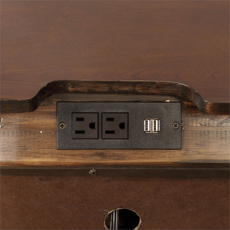 Maklaine Transitional Solid Wood 3-Drawer Nightstand in Brown Cherry
