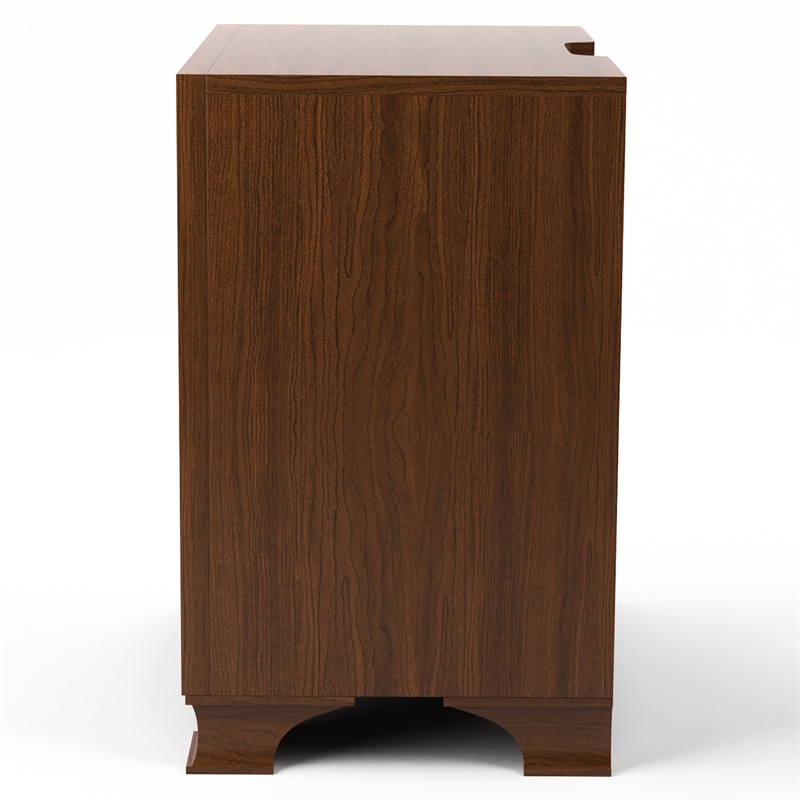 Maklaine Transitional Solid Wood 3-Drawer Nightstand in Brown Cherry