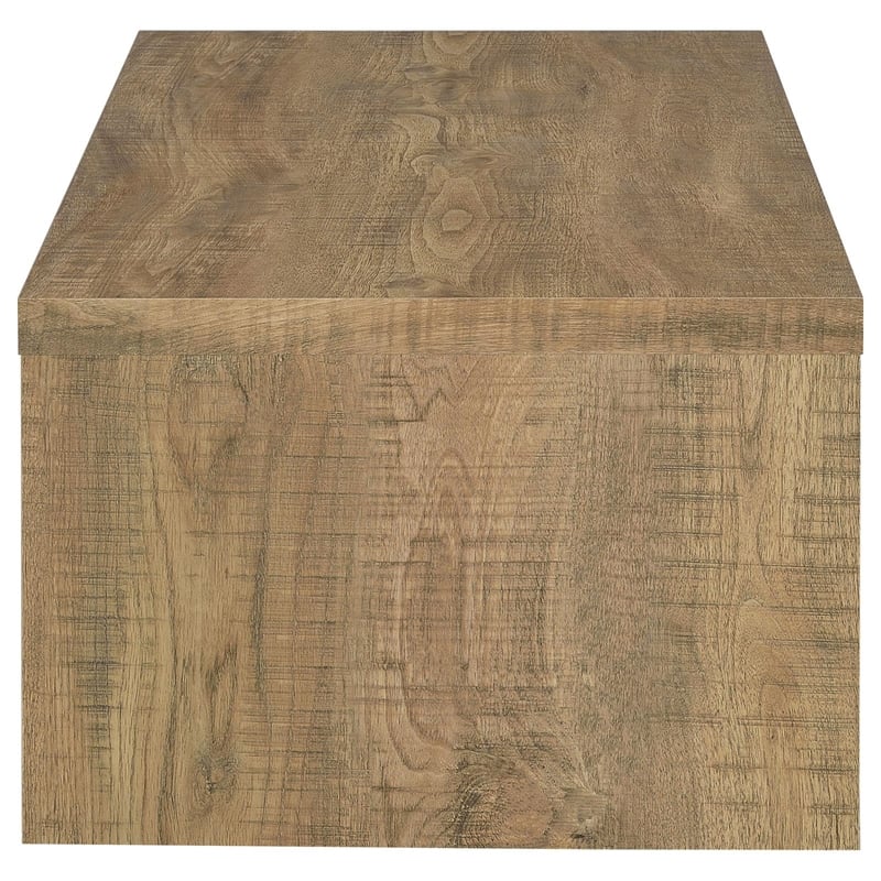 Maklaine Rectangular Farmhouse Engineered Wood Coffee Table in Brown