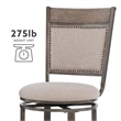 Maklaine Swivel Upholstered Counter Stool Steel Frame in Pewter