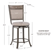 Maklaine Swivel Upholstered Counter Stool Steel Frame in Pewter