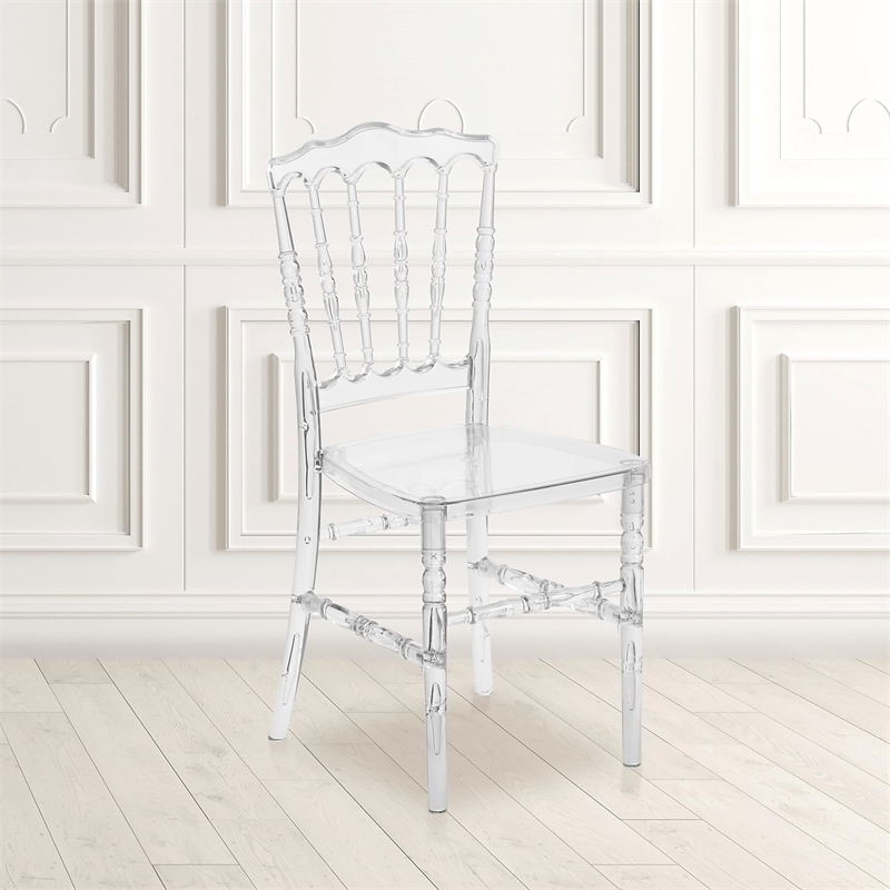 Maklaine Modern / Contemporary Elegant Napoleon Stacking Chair In Crystal Ice