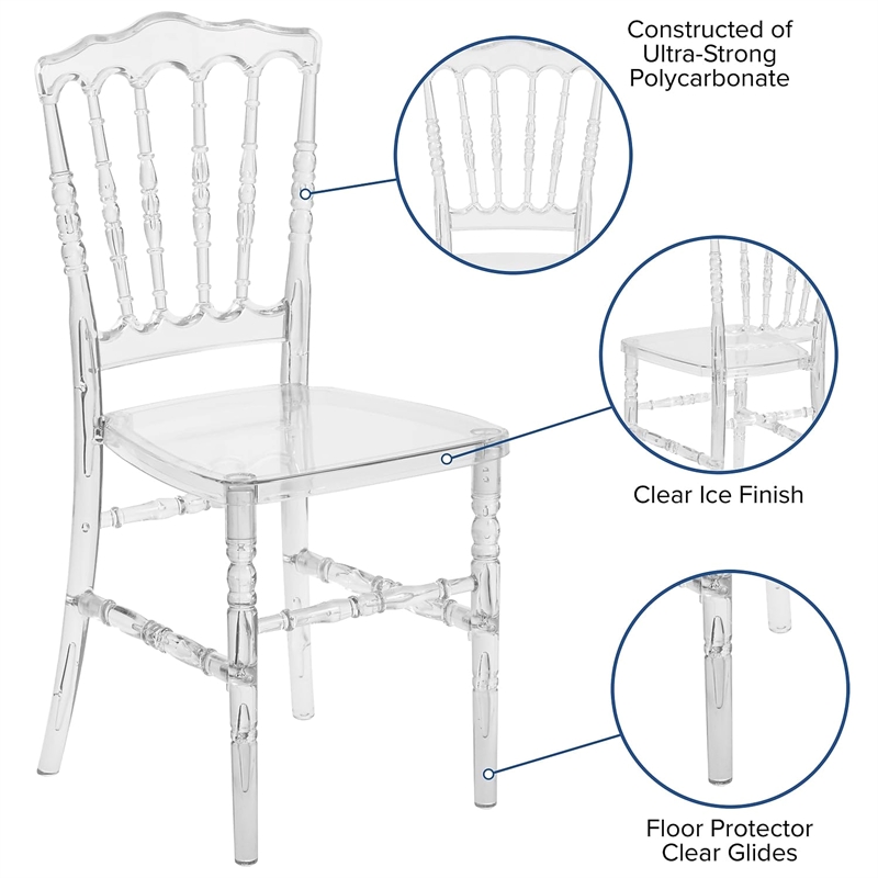 Maklaine Modern / Contemporary Elegant Napoleon Stacking Chair In Crystal Ice