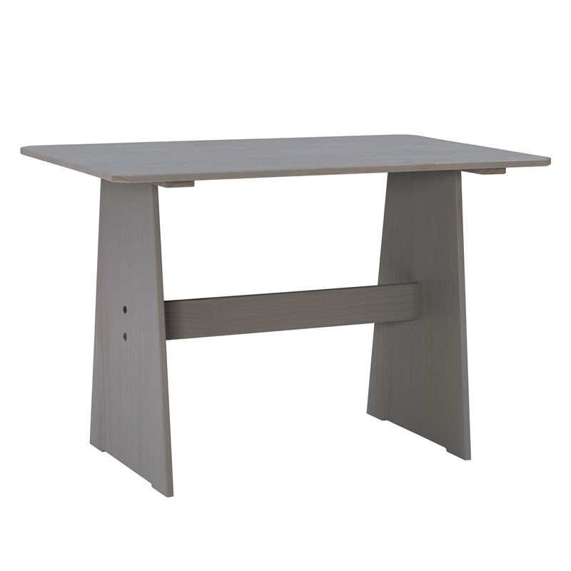 Maklaine Pine Wood Corner Dining Nook Set with Storage in Gray Finish