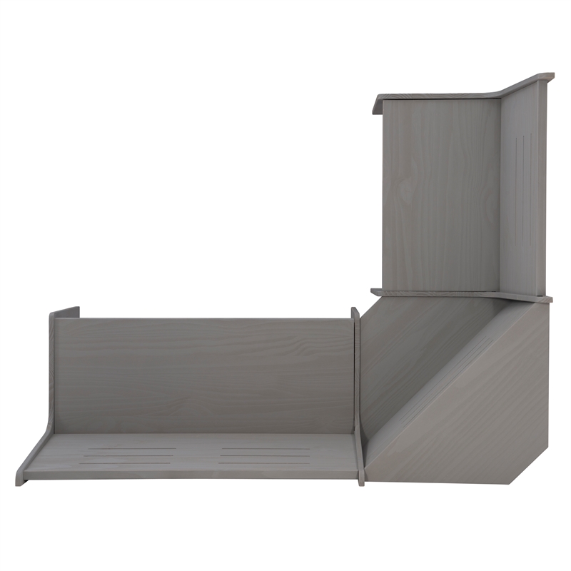 Maklaine Pine Wood Corner Dining Nook Set with Storage in Gray Finish