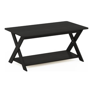 Maklaine Engineered Wood Simplistic Criss-Crossed Coffee Table in Espresso