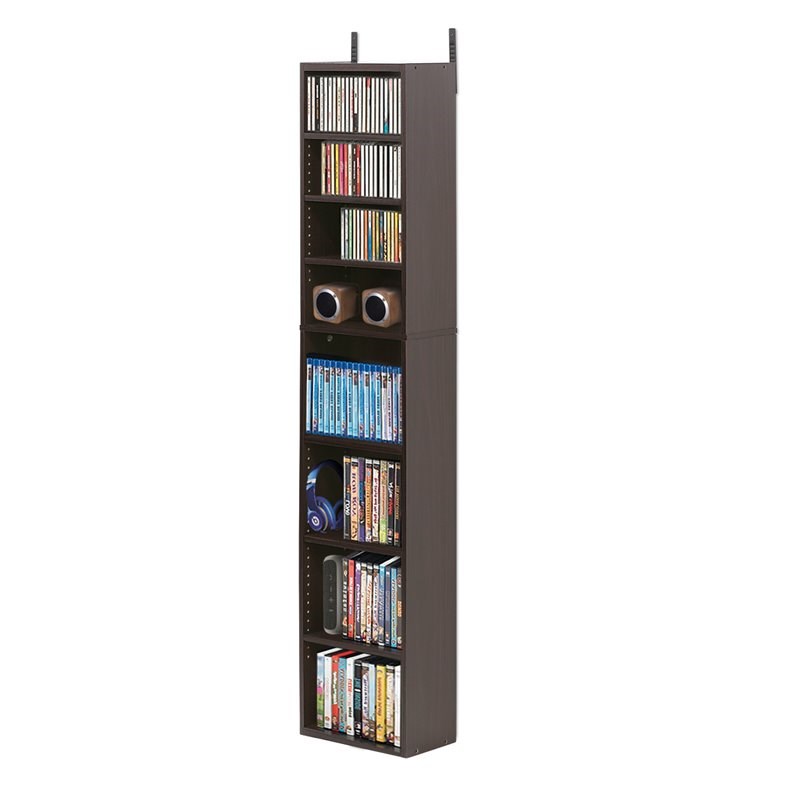 Maklaine Contemporary Engineered Wood 8-Tier Media Tower in Espresso