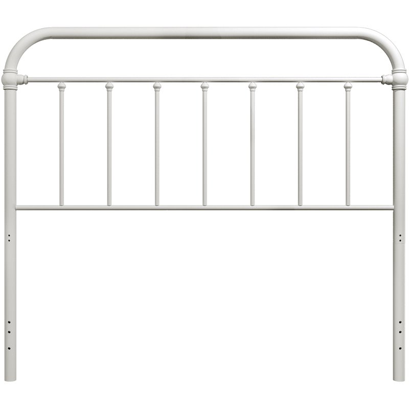 Maklaine Metal Full or Queen Round Spindle Headboard in Soft White