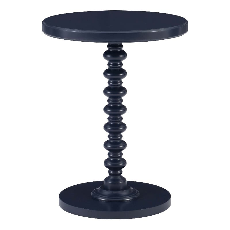 Maklaine Modern Transitional Wood Spindle Side Table in Navy Blue