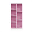 Maklaine Engineered Wood 7-Cube Reversible Open Shelf in White/Pink