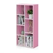 Maklaine Engineered Wood 7-Cube Reversible Open Shelf in White/Pink