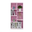 Maklaine Engineered Wood 7-Cube Reversible Open Shelf in White/Pink