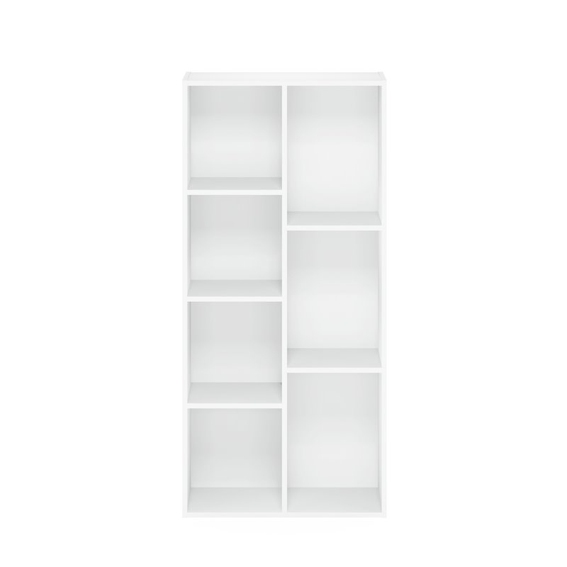 Maklaine Engineered Wood 7-Cube Reversible Open Shelf in White