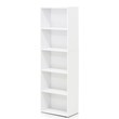 Maklaine Wood 5-Tier Reversible Color Open Shelf Bookcase in White