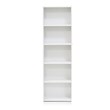 Maklaine Wood 5-Tier Reversible Color Open Shelf Bookcase in White