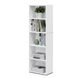 Maklaine Wood 5-Tier Reversible Color Open Shelf Bookcase in White