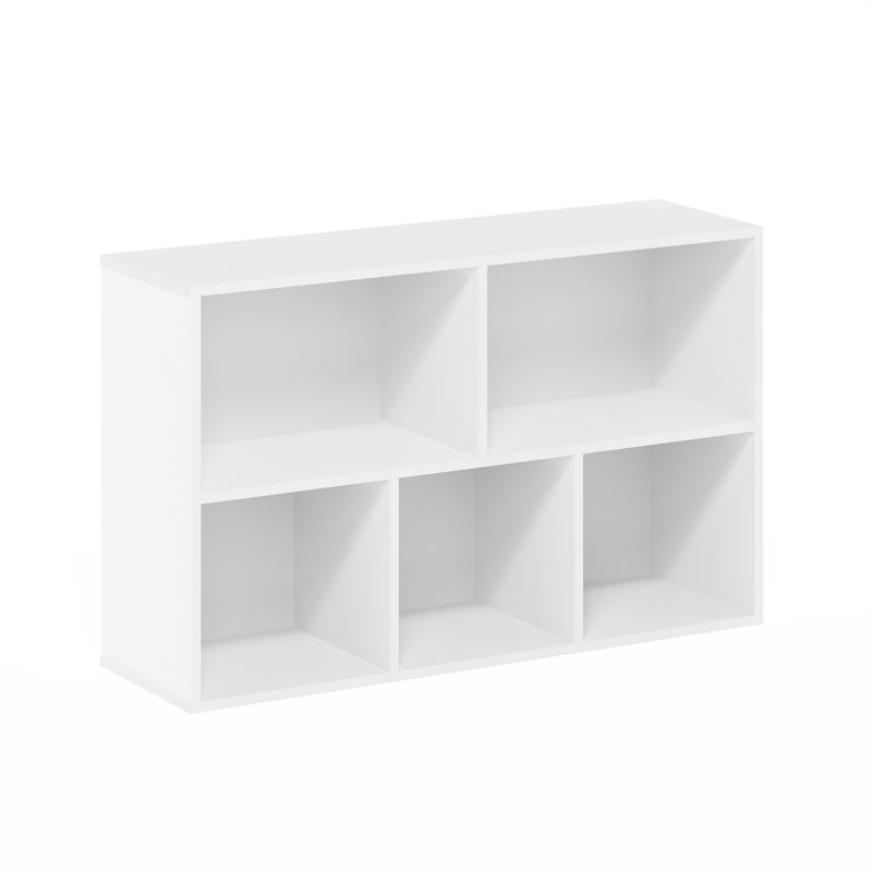 Maklaine Engineered Wood 5-Cube Reversible Open Shelf in White