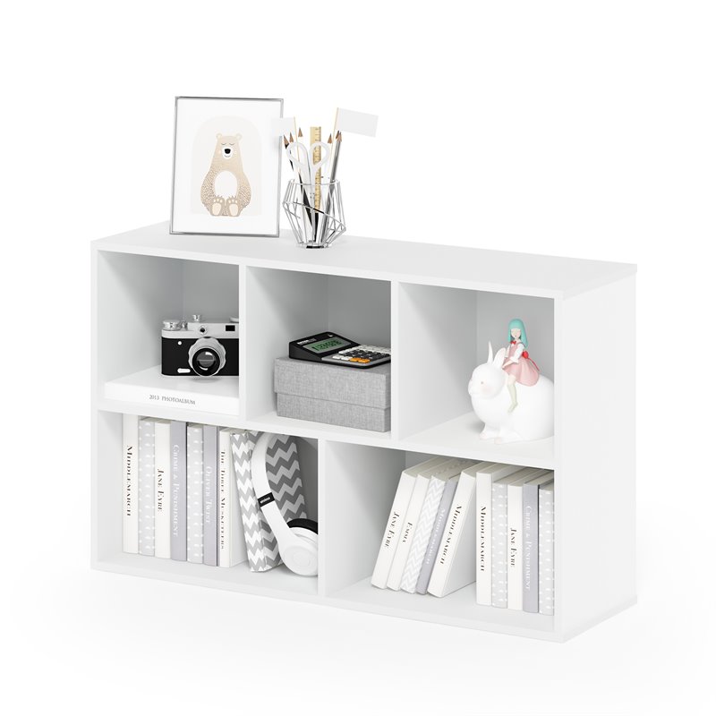 Maklaine Engineered Wood 5-Cube Reversible Open Shelf in White