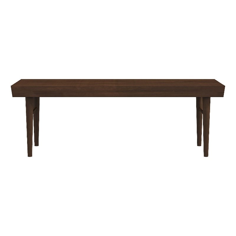 Maklaine Mid-Century Modern Rectangular Solid Wood Bench in Brown
