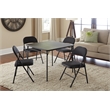Maklaine Transitional 5 Piece Vinyl Folding Table Set in Black
