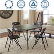 Maklaine Transitional 5 Piece Vinyl Folding Table Set in Black
