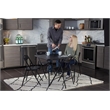 Maklaine Transitional 5 Piece Vinyl Folding Table Set in Black