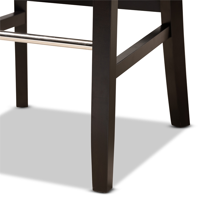 Maklaine Navy Blue Dark Brown Finished Wood 2-Piece Bar Stool Set