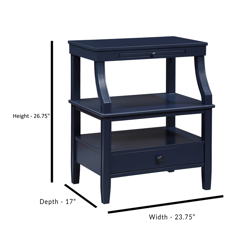 Maklaine Transitional Midnight Blue Wood Storage 1-drawer Nightstand