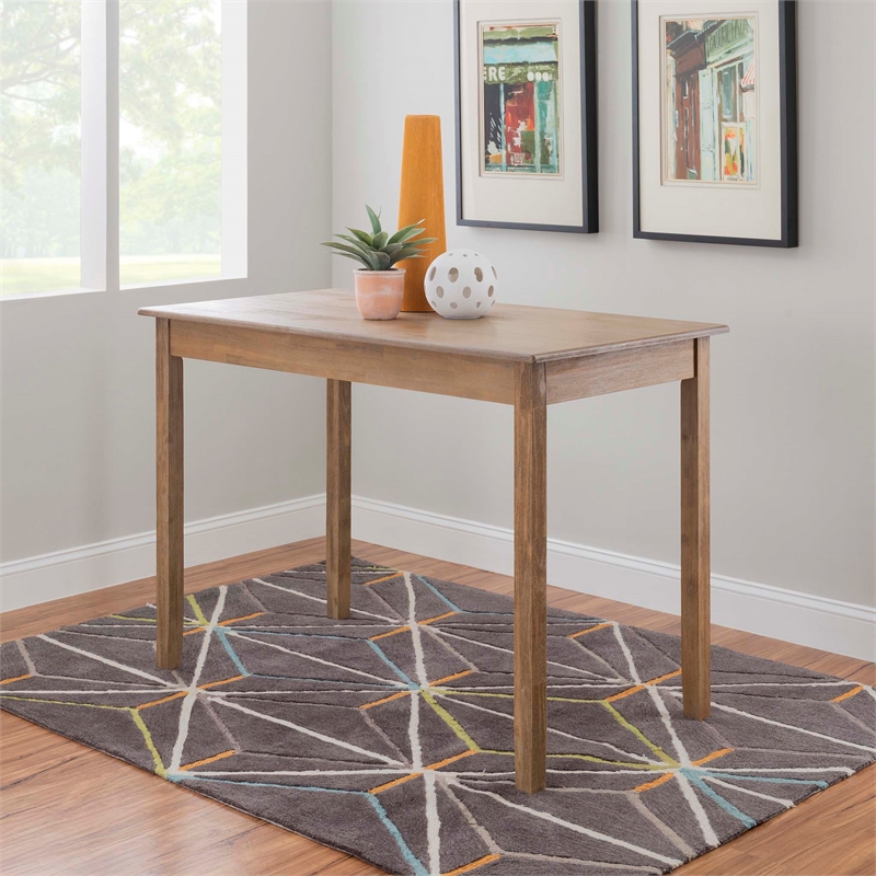 Maklaine Modern Transitional Wood Tavern Table in Washed Gray