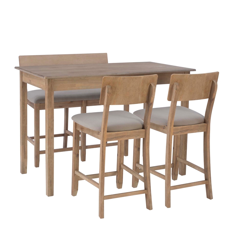 Maklaine Modern Transitional Wood Tavern Table in Washed Gray