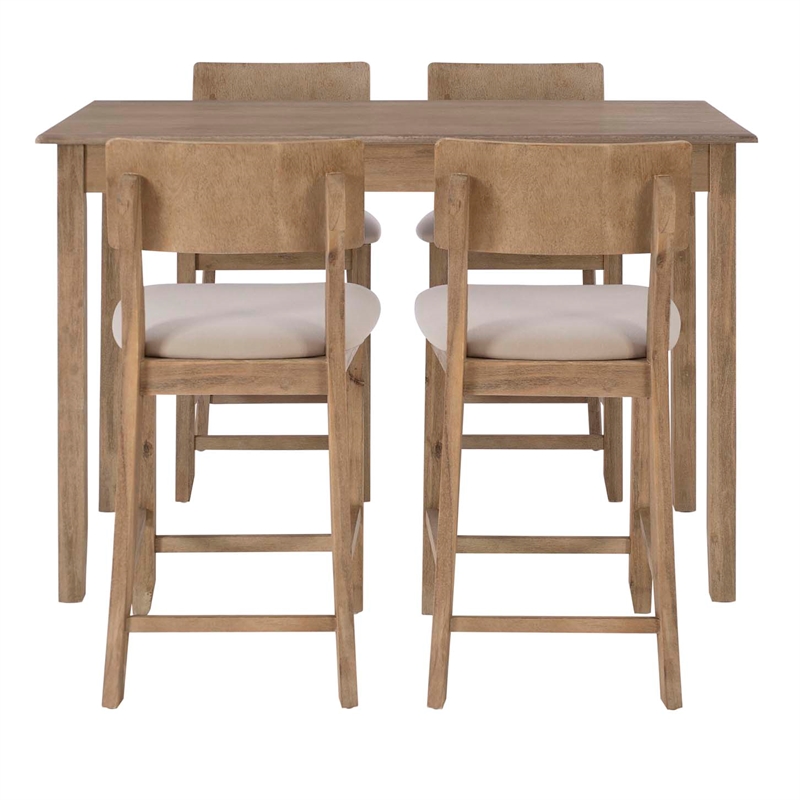 Maklaine Modern Transitional Wood Tavern Table in Washed Gray