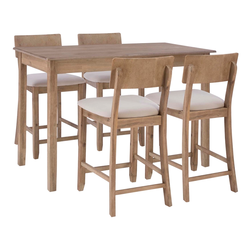 Maklaine Modern Transitional Wood Tavern Table in Washed Gray