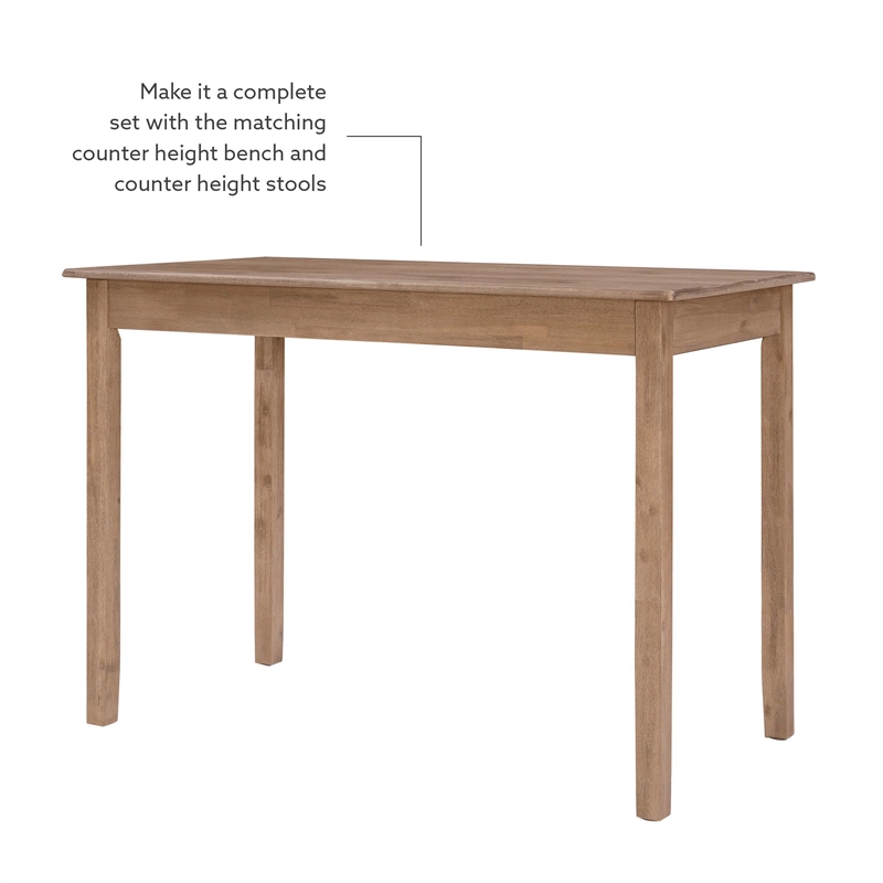 Maklaine Modern Transitional Wood Tavern Table in Washed Gray