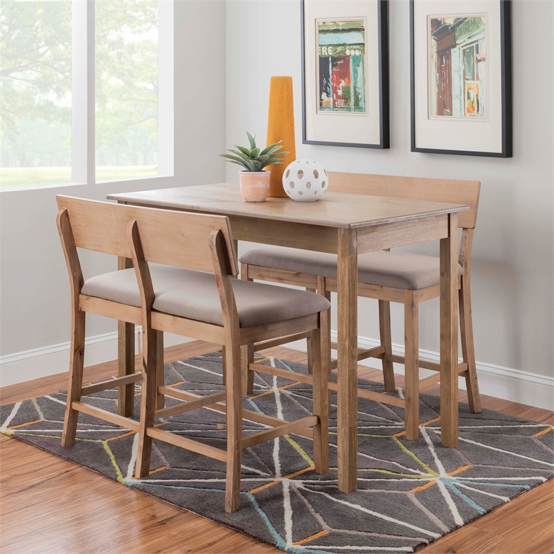 Maklaine Modern Transitional Wood Tavern Table in Washed Gray