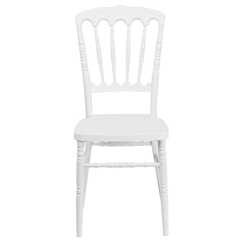 Maklaine Transitional Napoleon Resin Stackable Accent Chair in White