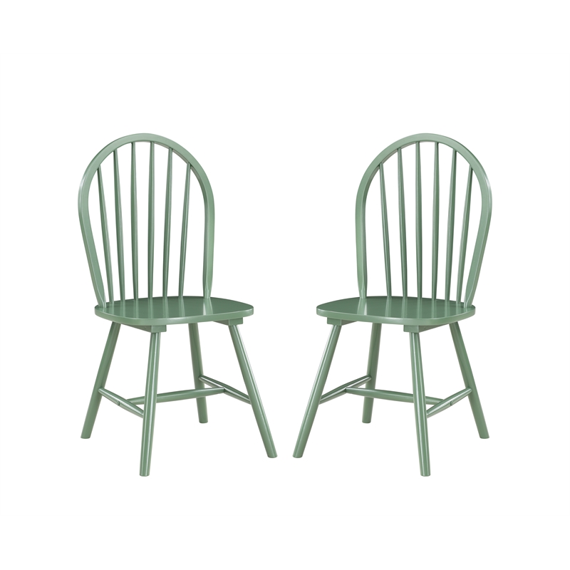 Maklaine Wood Farmhouse 5pc Dining Set in Equestrian Green Finish