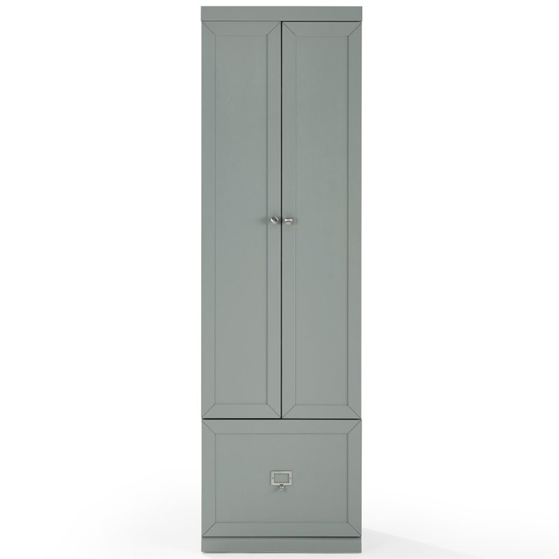 Maklaine Modern / Contemporary Wood/Metal Pantry Closet in Gray