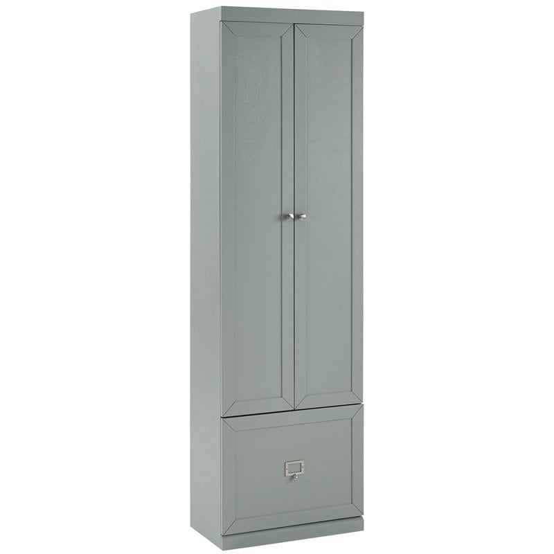 Maklaine Modern / Contemporary Wood/Metal Pantry Closet in Gray